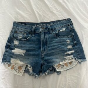 American Eagle Jean Shorts with Floral Pockets